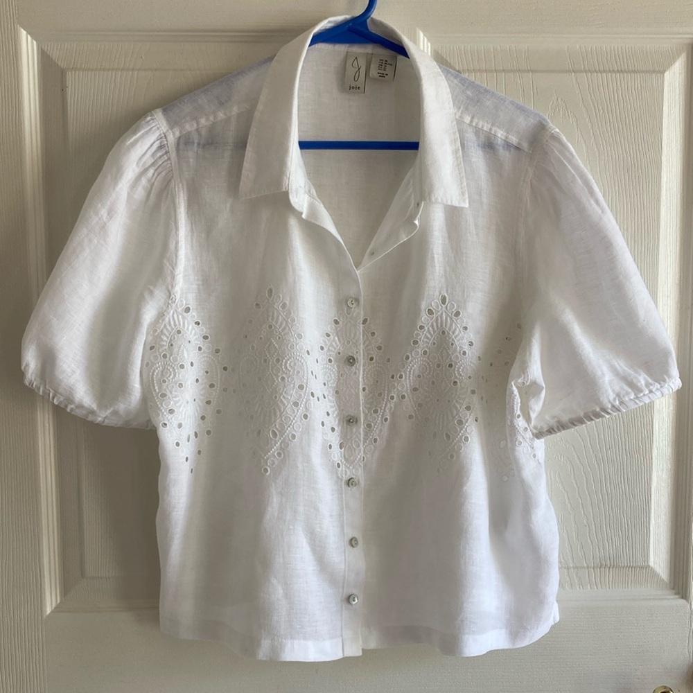 Joie 100% linen white blouse. Size XL. Made in India.